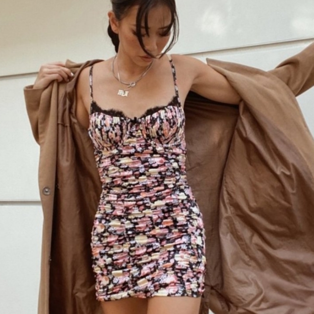 NWT For Love and Lemons PINK Melrose FLORAL DRESS